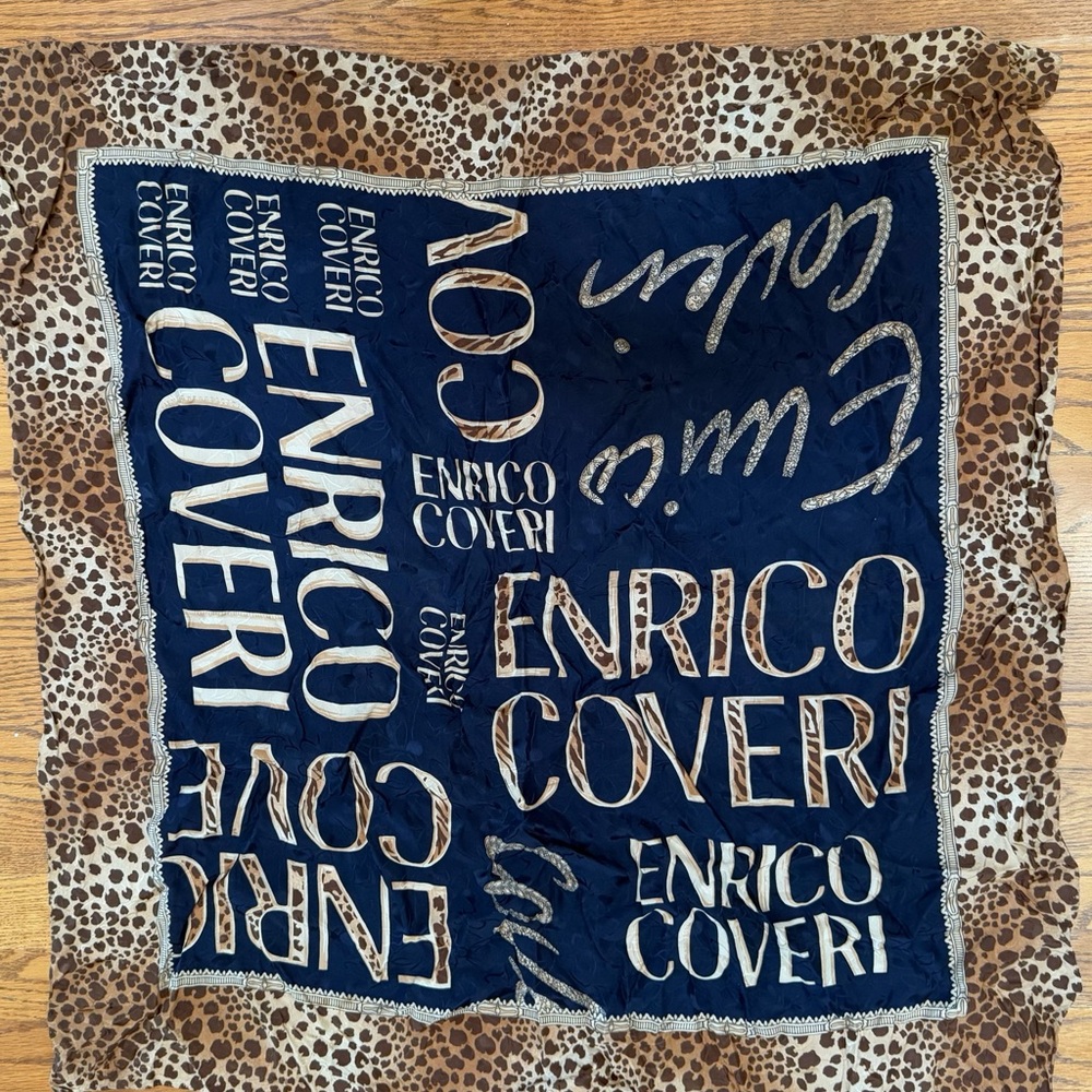 ENRICO COVERI Animal Print Silk Scarf